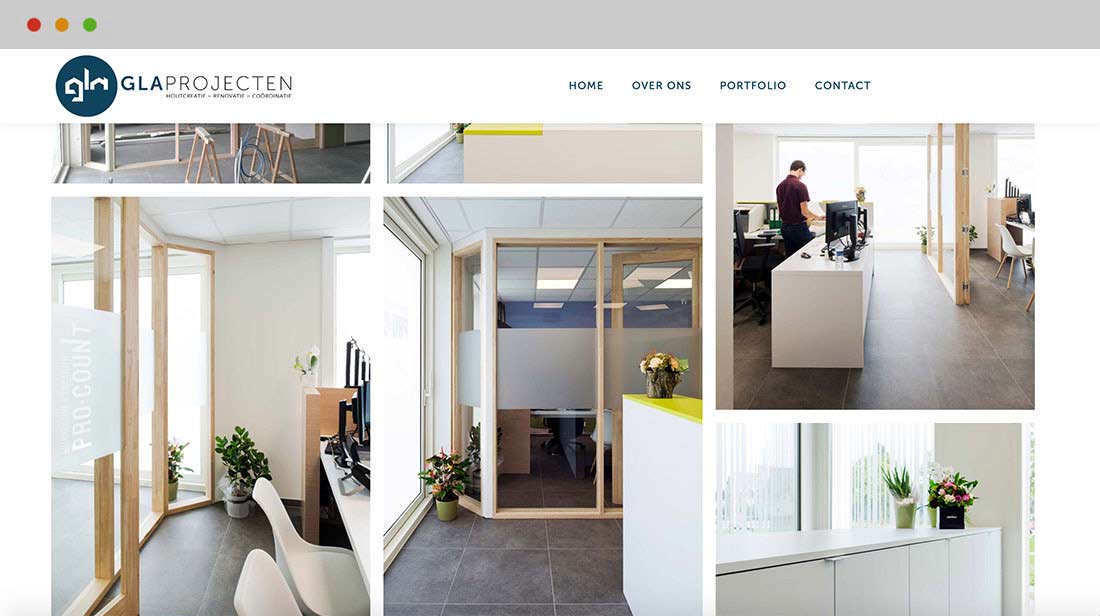 webdesign voor GLA Projecten te Wortegem-Petegem